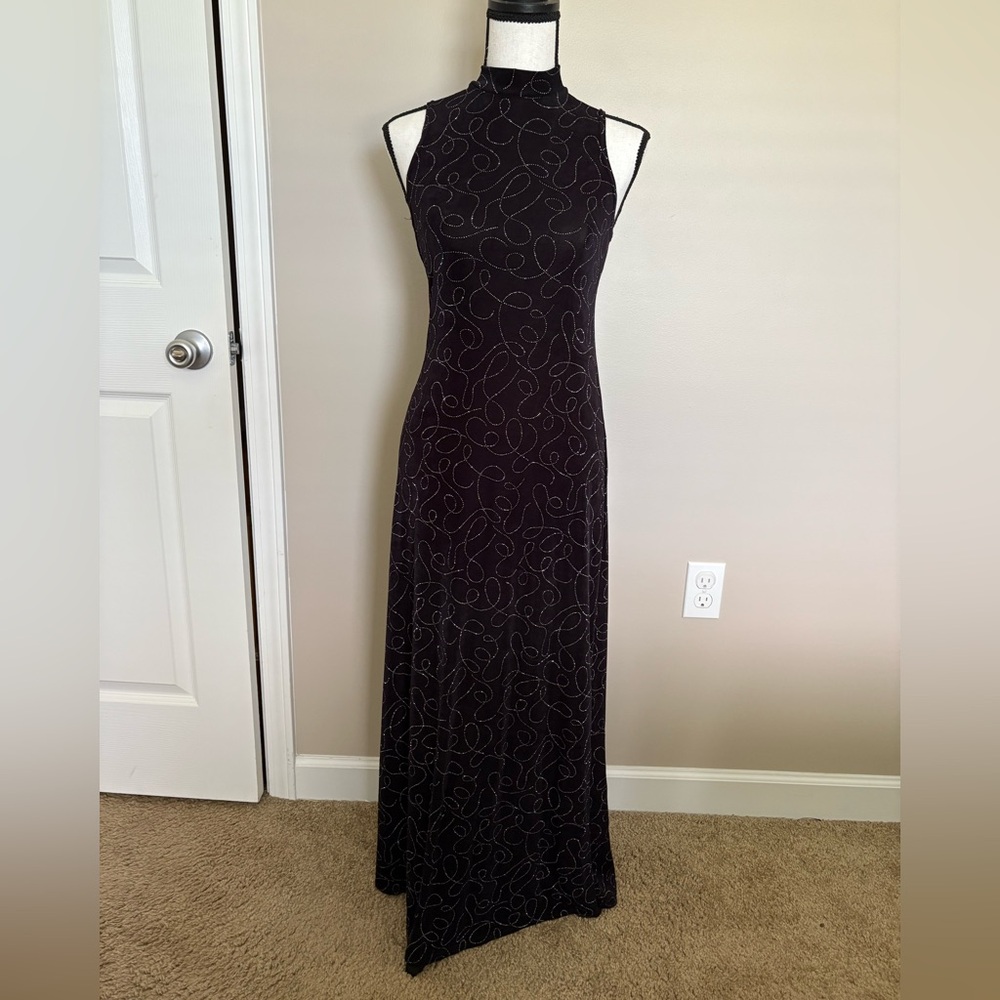 Vintage 80s Black and silver dress